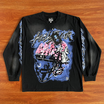 Hellstar Powered By The Star Tee 做旧洗水头盔闪电长袖T恤