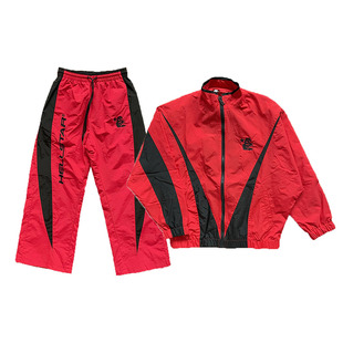 Hellstar Thriller 红黑色拼接刺绣外套长裤套装