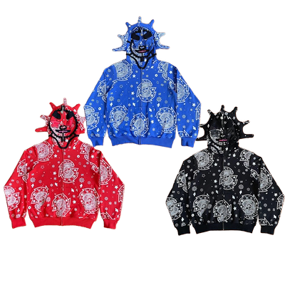 Glo Gang The Glory Full Zip Hoodie饮料卡通印花刺绣拉链卫衣