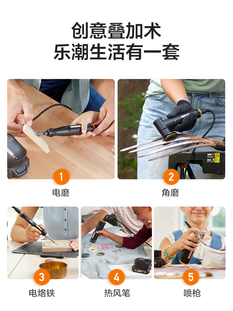 VICKERS MAKERX 소형 충전식 앵글 그라인더 리튬 전기 연삭 연마 절단 및 조각 기계 다기능 도구 세트