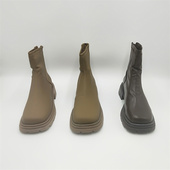 撤柜断码 方头厚底显瘦百搭瘦瘦靴单靴女靴子 韩版 处理2023秋季 时尚