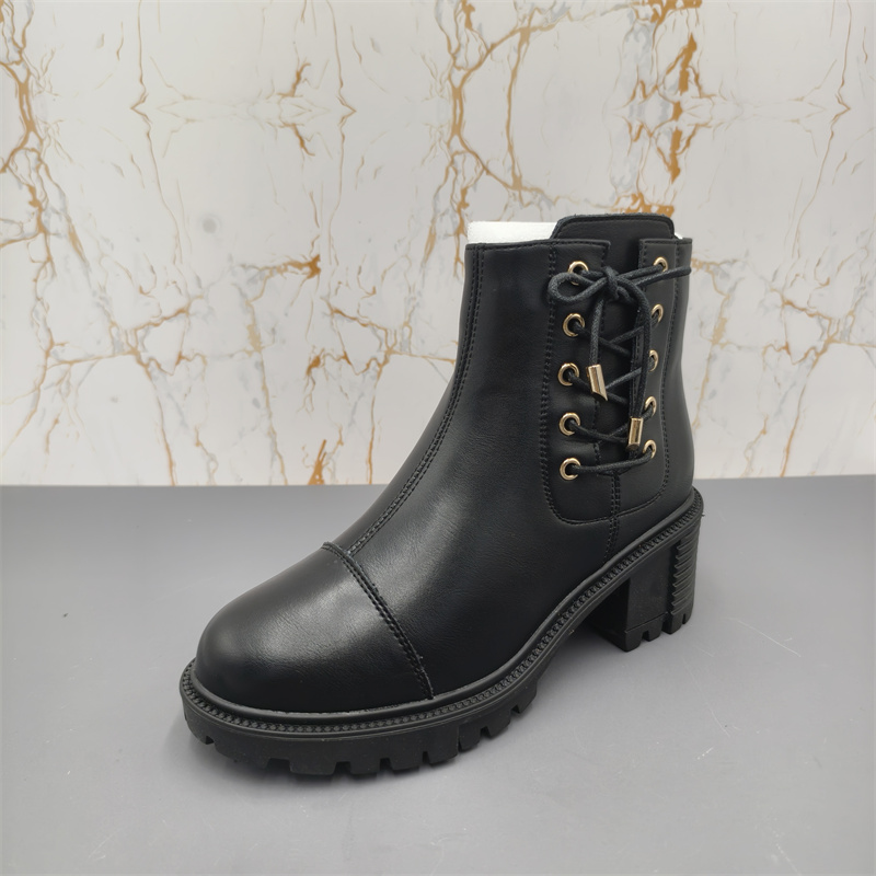 断码处理真皮36码2025冬季粗跟中跟英伦风侧拉链加绒保暖女短靴