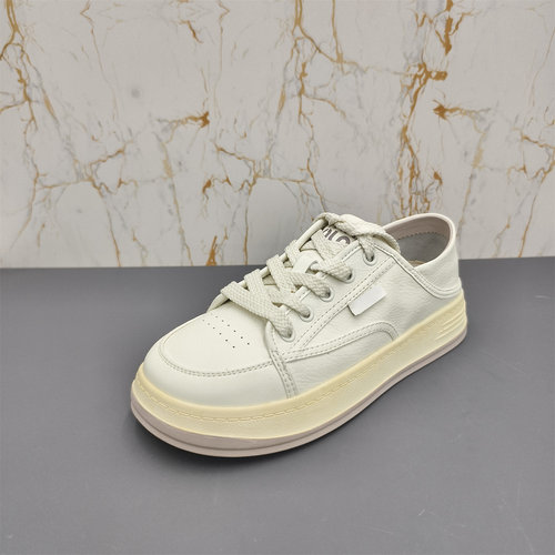 断码处理真皮37码2026春季圆头平底板鞋女鞋轻便透气休闲鞋微瑕疵