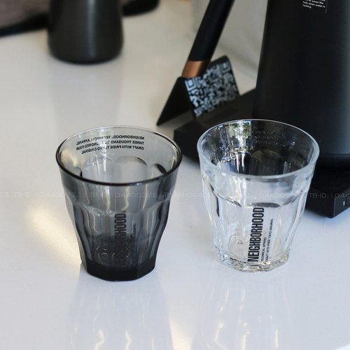 潮牌NBHD钢化玻璃耐热饮水杯玻璃杯透明黑灰250ml咖啡杯