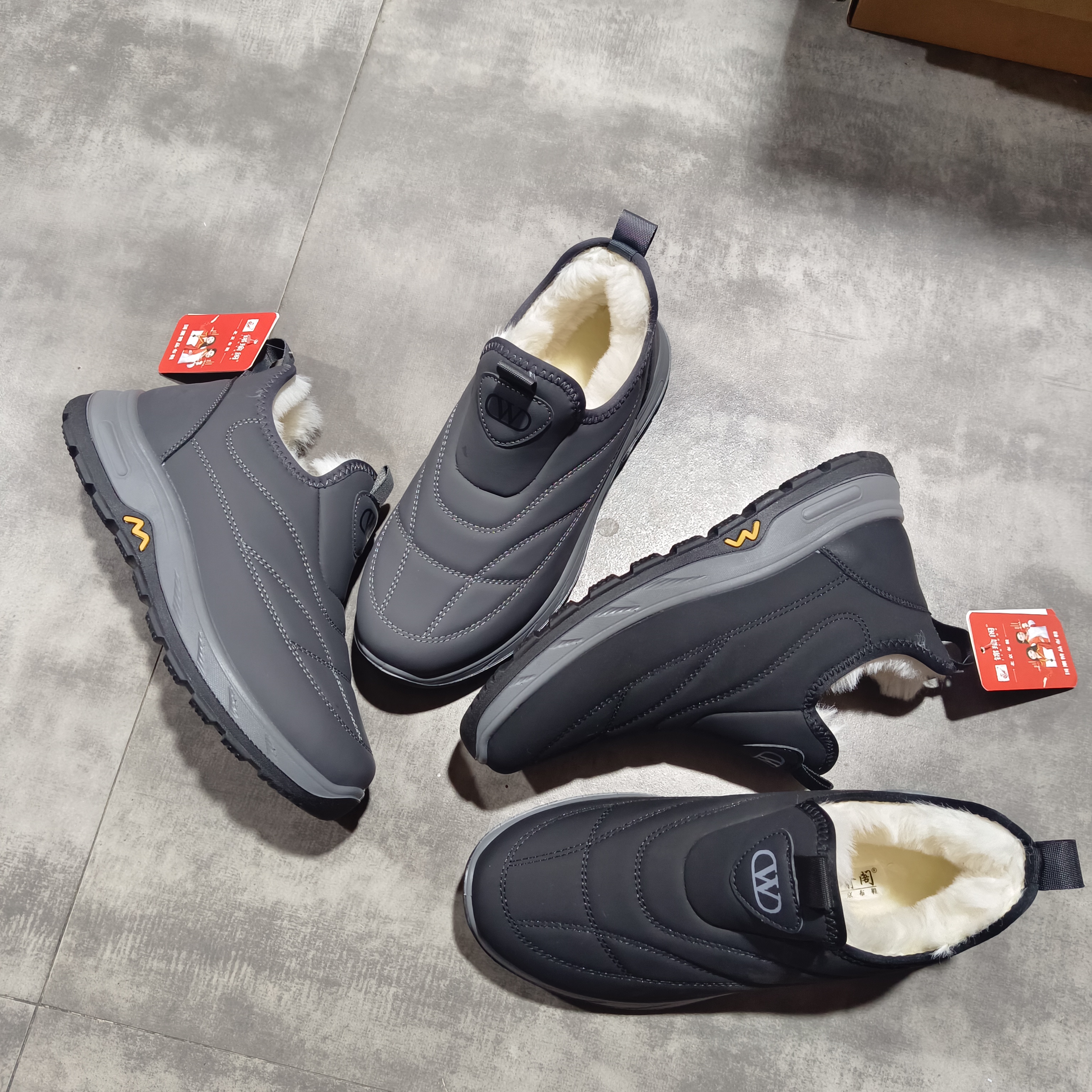 2025新款棉鞋男冬季加绒加厚皮面放水爸爸鞋棉鞋防滑保暖舒适老头