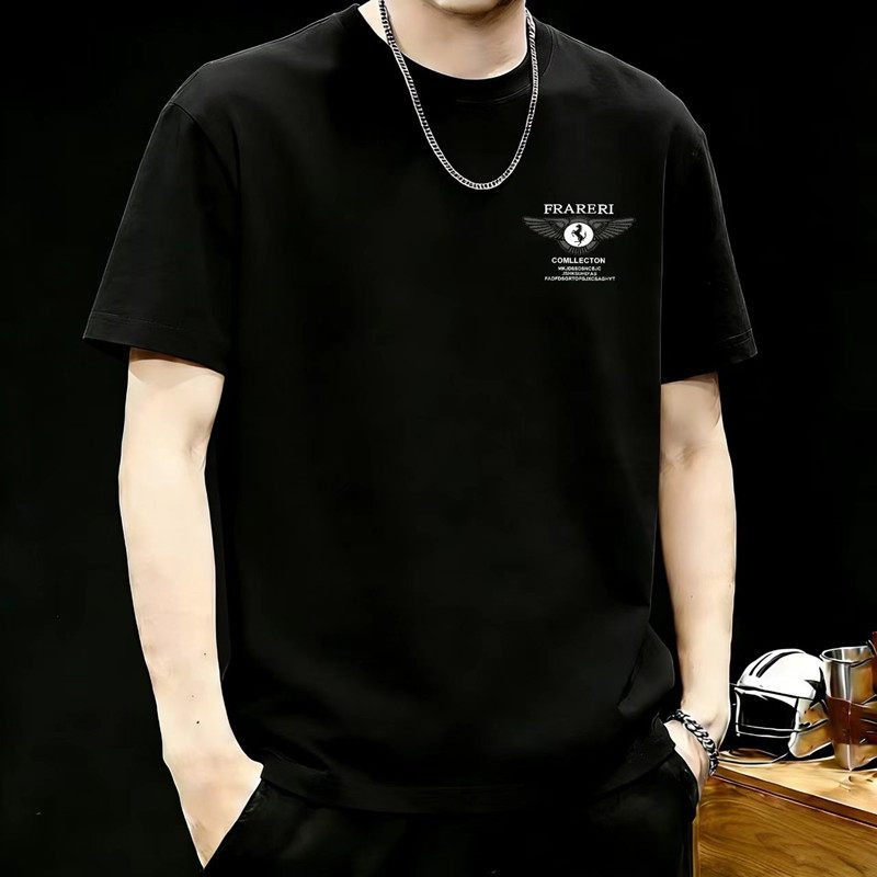 2026年新款重磅纯棉短袖T恤男女夏季潮流印花修身圆领上衣