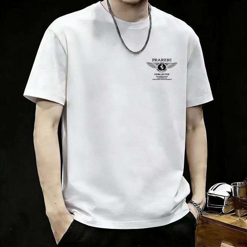 欧美帅气时尚高级重磅纯棉短袖T恤男女夏季潮流印花修身基础款