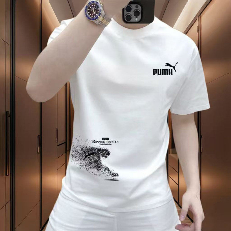 纯棉美式男士修身短袖潮牌夏季新款圆领T恤半袖休闲百搭青年上衣