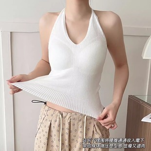 2561 上衣性感露背 辣妹挂脖针织小吊带背心女内搭外穿无袖