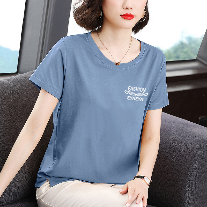 字母短袖圆领休闲纯棉女