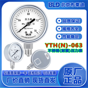 径向 063抗震 精度±2.5% 063不锈钢压力表YTHN BLD北京布莱迪YTH