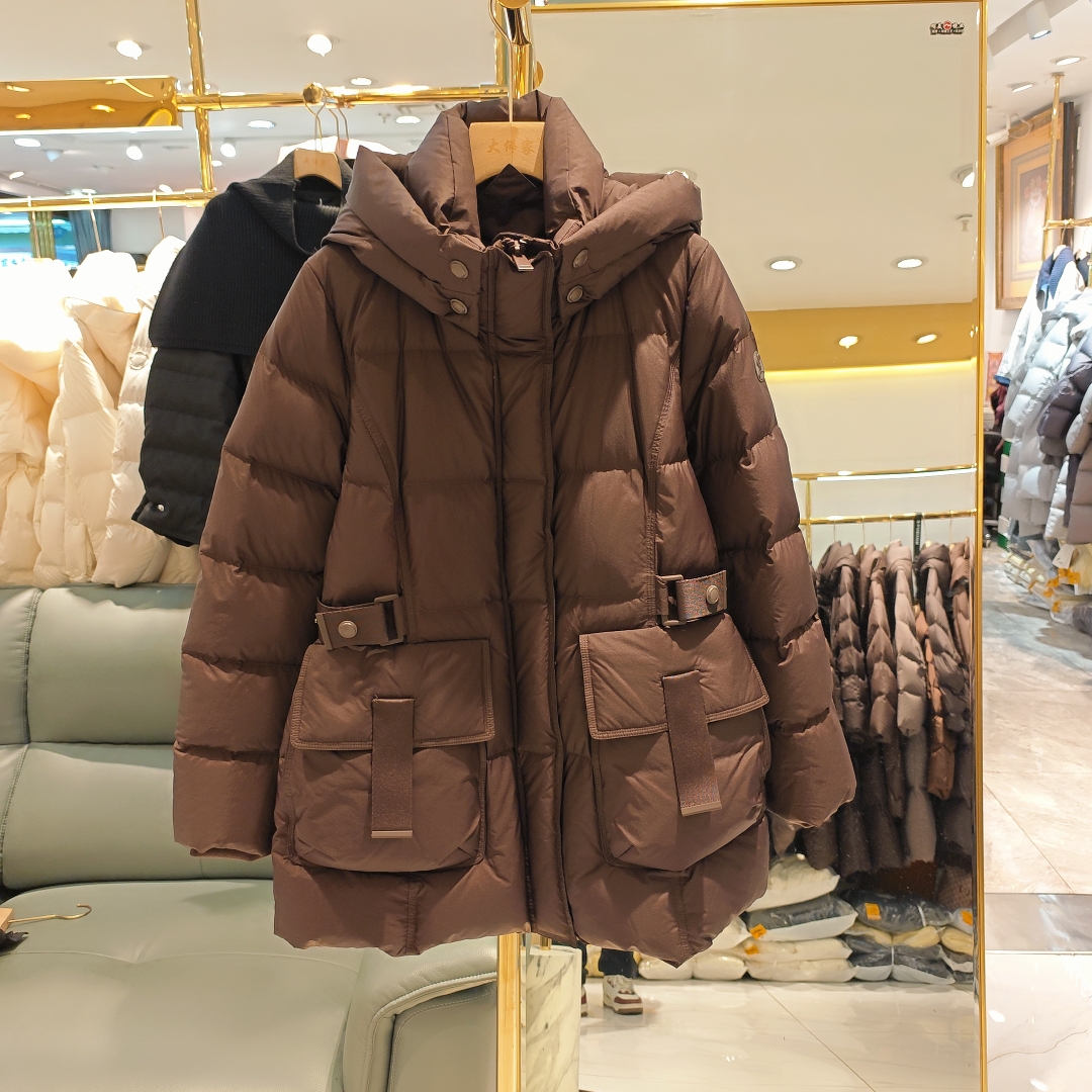 2025冬季新款时尚气质休闲宽松连帽中长款95鹅绒羽绒服女外套潮