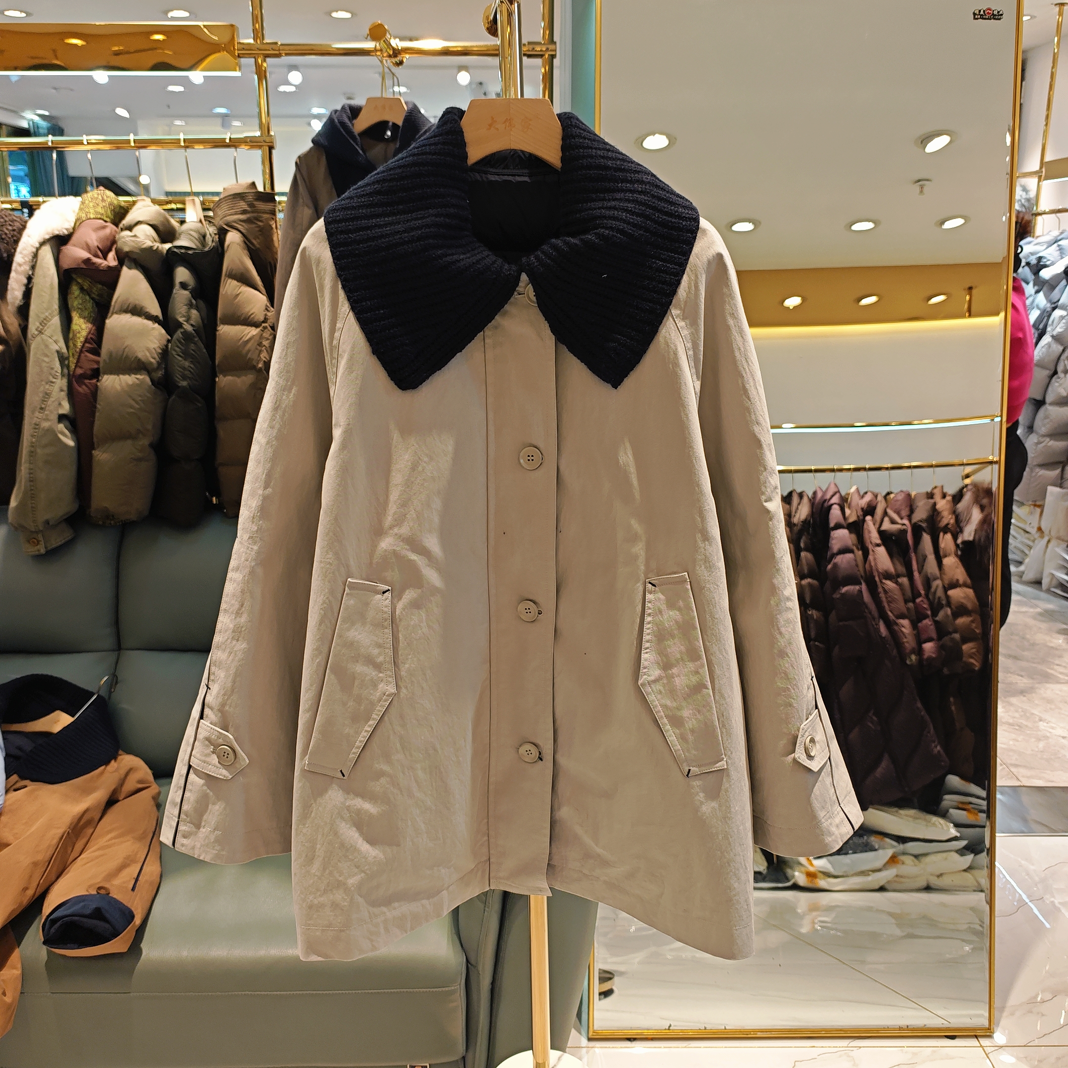 欧洲站2025冬季新款时尚气质休闲宽松翻领中长款鹅绒派克服外套