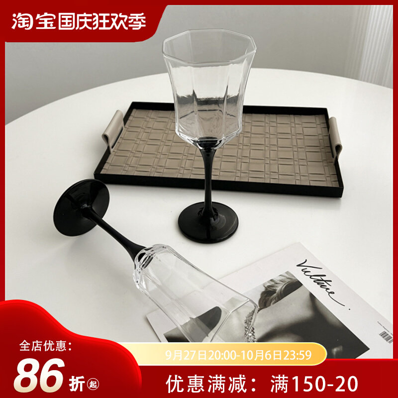 速发风高级感六边形香槟奢家用法式轻杯高脚水晶玻璃