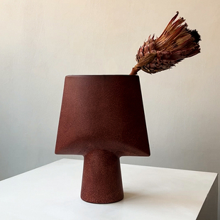 态生活 创意饰品陶瓷干花器 莫兰迪色几何抽象花瓶诧寂风家用客厅