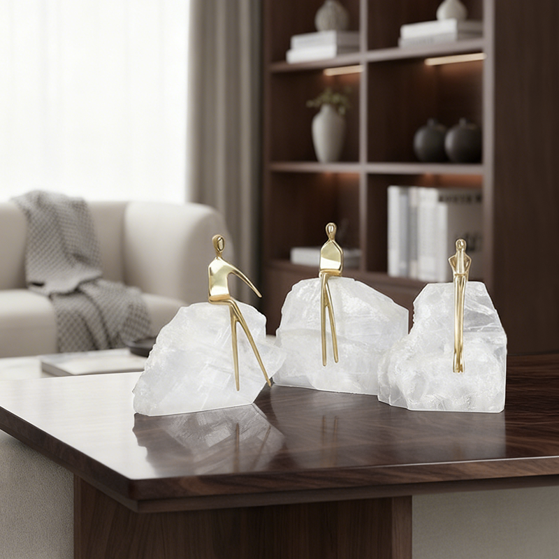 态生活轻奢风水晶石黄铜人物摆件新中式样板间玄关电视柜软装饰品,家居饰品,装饰摆件,淘宝优惠券,粉丝福利购,淘宝优惠卷