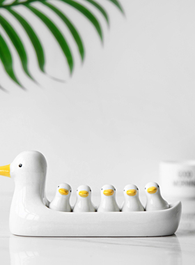 态生活创意筷拖筷笼收纳盒小鸭子陶瓷筷子托架筷枕家用厨房筷子架