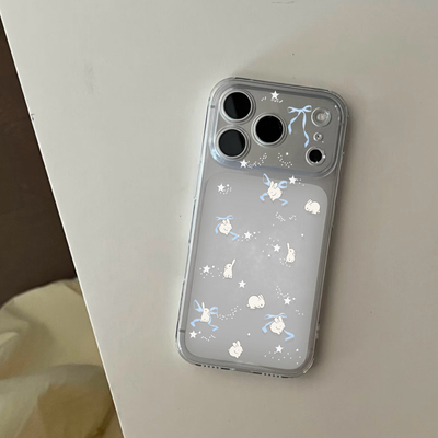 可爱卡通蝴蝶结小白兔手机壳适用苹果17promax新款iPhone16透明15pro硅胶17小众16pro防摔15女14全包软壳
