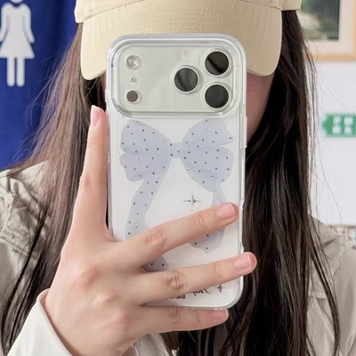 ins韩系少女气质温柔淡雅紫色蝴蝶结17适用17pro苹果17ProMax手机壳iPhone16全包14新款16Promax保护套