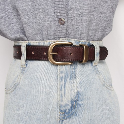 女士头层牛皮铜扣百搭