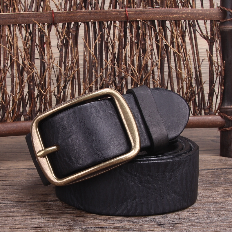 皮带男真皮复古纯手工铜扣头层牛皮腰带青年休闲中年男士牛仔裤带