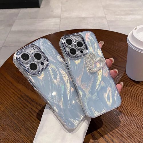 精孔羽纱适用小米14/17pro水钻蝴蝶结手机壳红米note15pro+创意闪粉镜头k80女可爱水钻全包高级感保护套