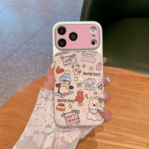 适用苹果17手机壳皮质iPhone16大视窗秒变15Promax卡通软边11女款