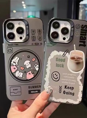 imd潮流黑银壳适用步步高S19手机壳vivo y100卡通文字x200磨砂pc硬x90保护套