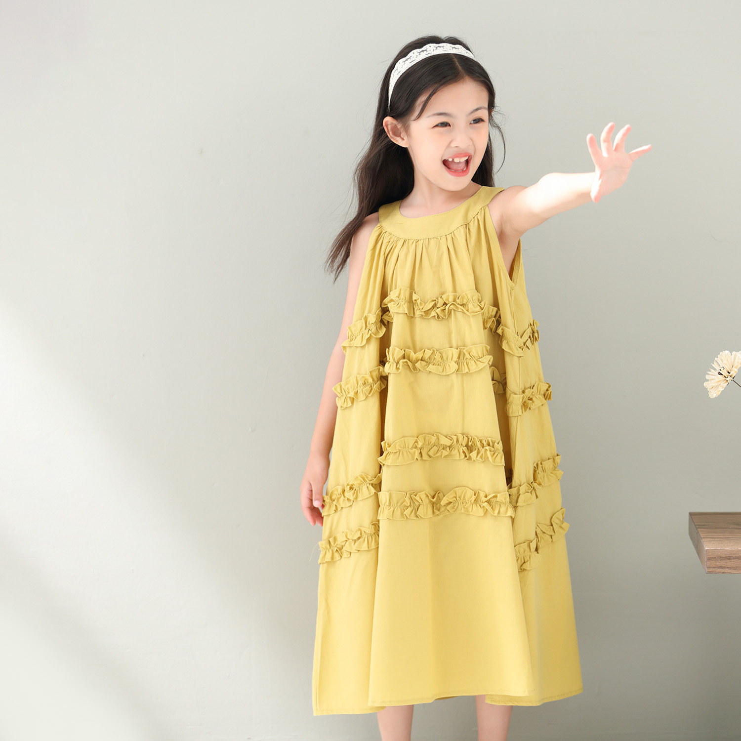 女童公主纯棉连衣裙夏季儿童中大童小清新挂脖无袖背心度假公主裙