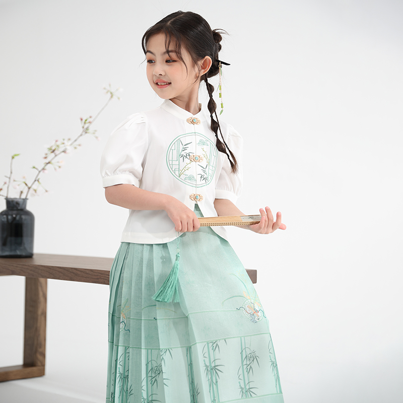 女童2024春夏新款新中式马面裙中长款婚礼活动夏季出游古装半身裙