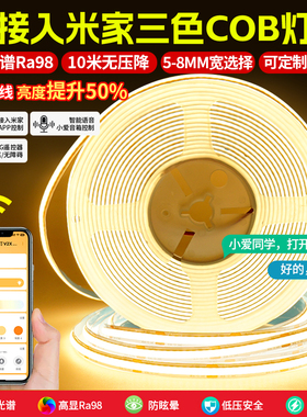 智能24V低压COB灯带LED灯条自粘三色变光双色温客厅双眼皮线形灯