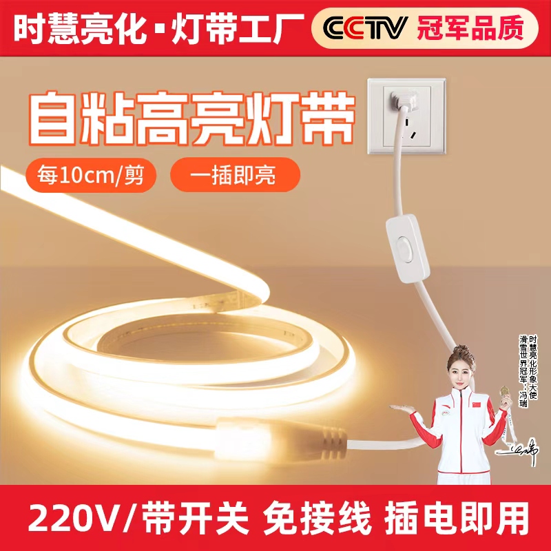 插电款带开关220v自粘氛围灯带