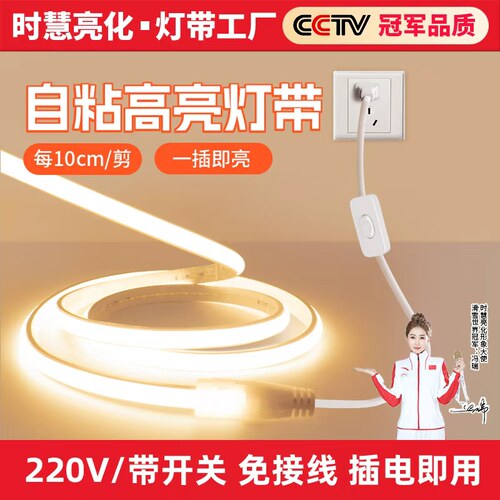 插电款带开关220v自粘氛围灯带