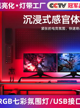 RGB灯带装饰自粘电脑显示器电竞氛围灯电视USB5v桌面机箱led灯条