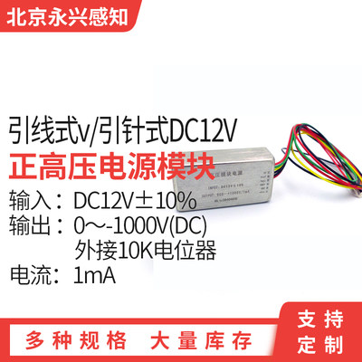 负高压电源模块 DC12V输入 0-—1KV 连续可调输出1mA直流电源