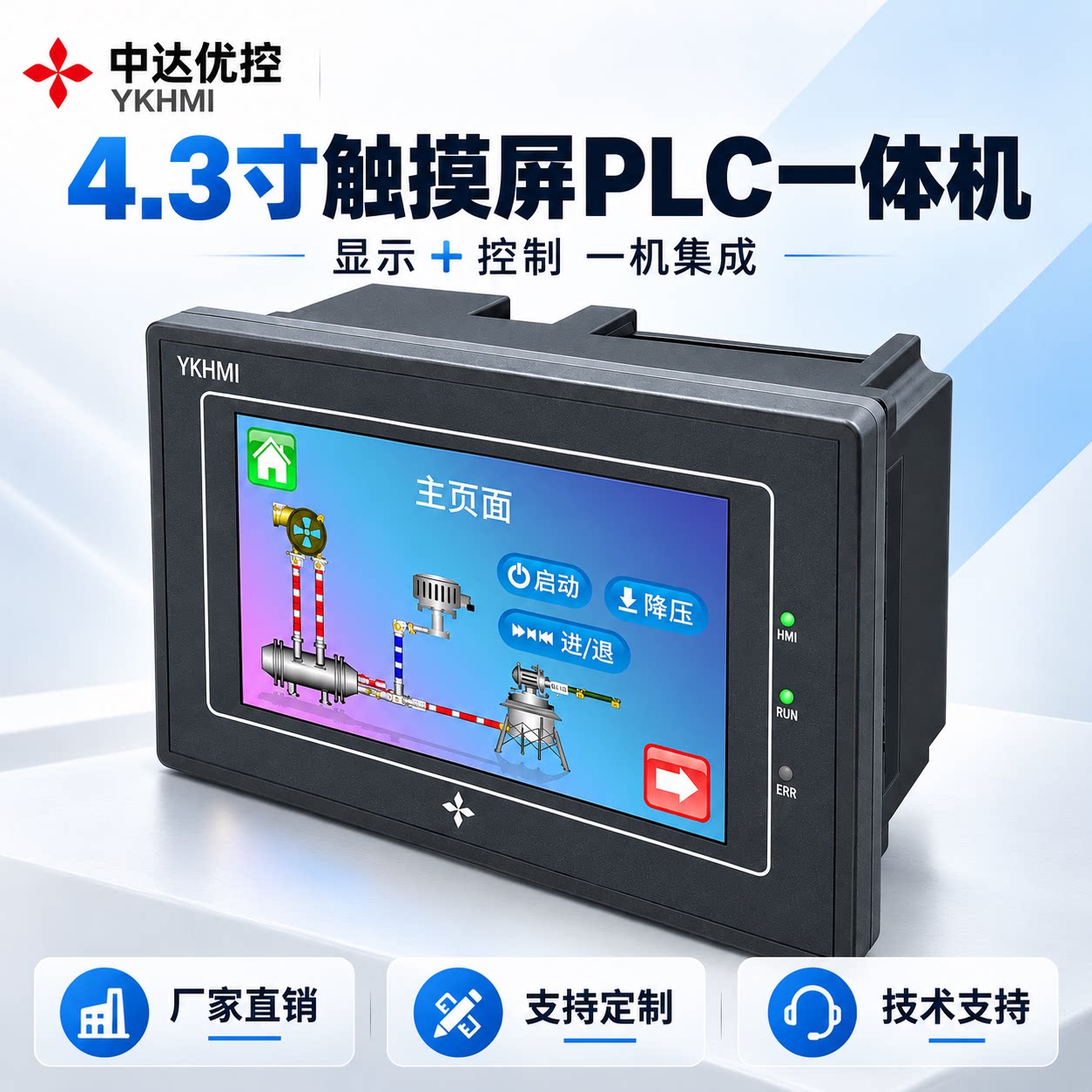 优控4.3寸触屏PLC一体机兼容FX1S图片