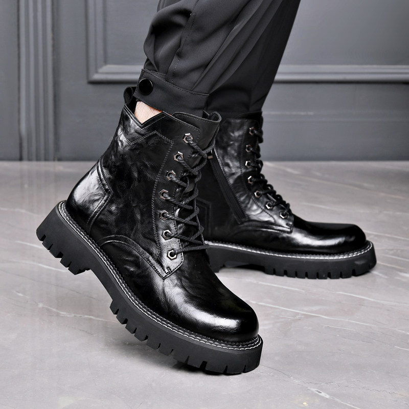 马丁靴男英伦风高帮男靴子冬季中帮皮鞋黑色高街工装切尔西短靴潮