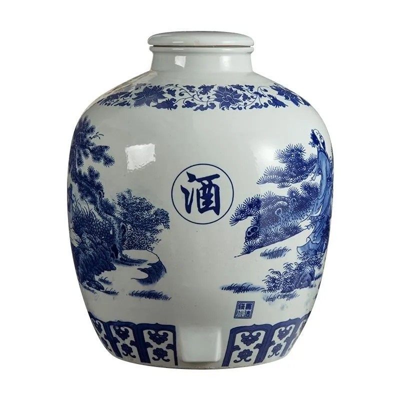 景德镇陶瓷酒坛子大口密封青花瓷泡酒缸100斤200斤窑藏存酒罐