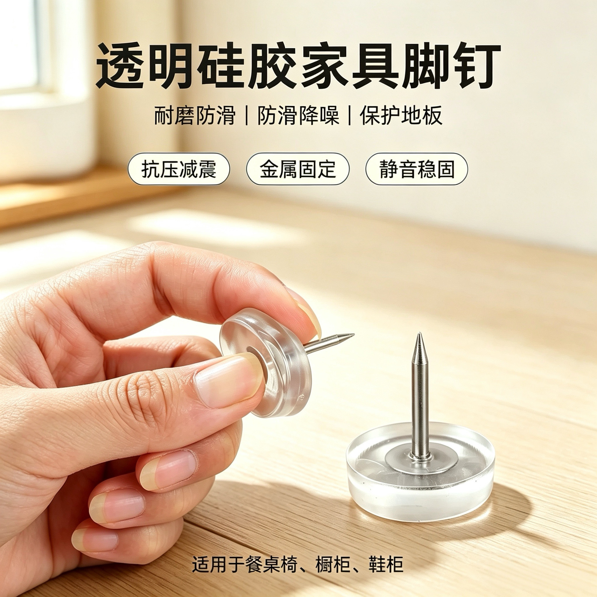 加厚透明硅胶地脚钉沙发桌椅静音防滑脚钉木地板防刮家具保护垫