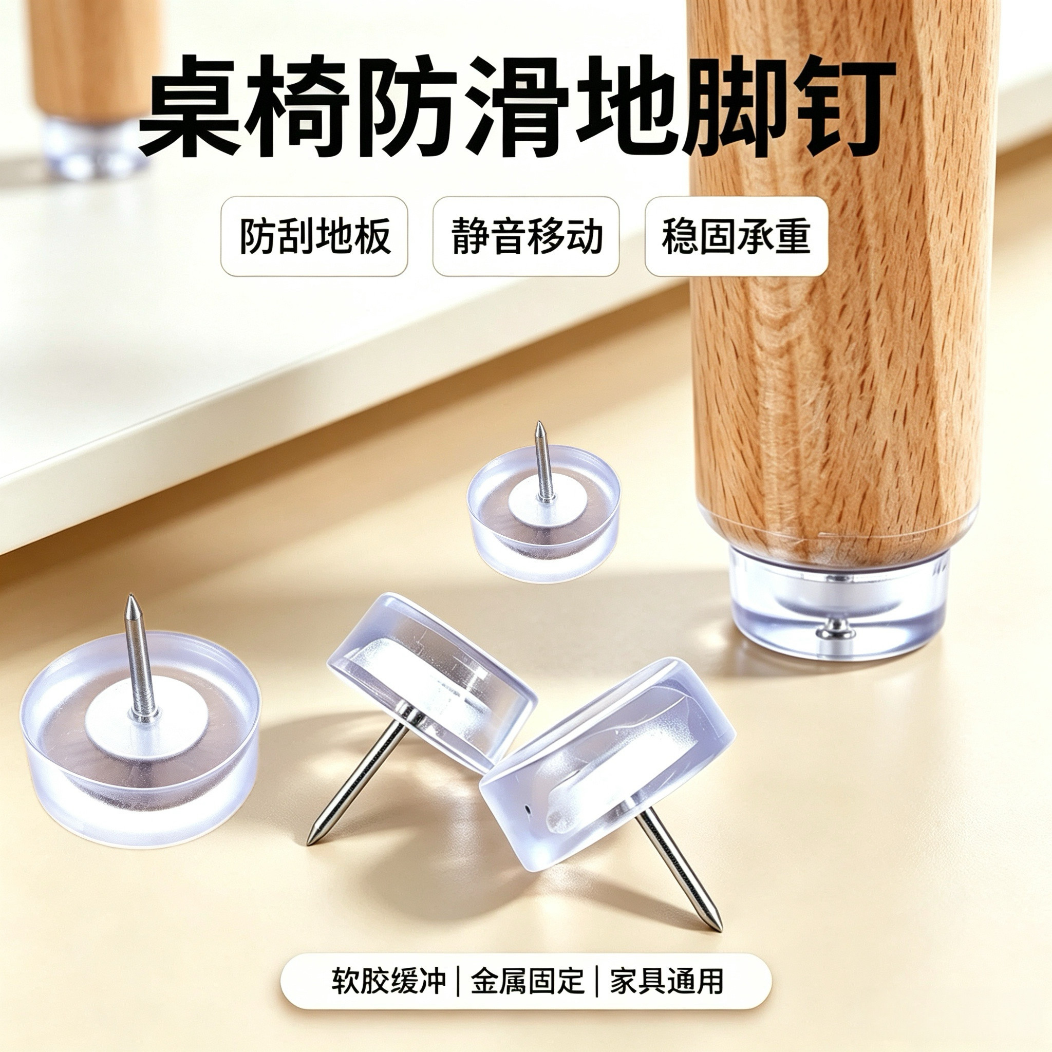 家具地脚钉加厚软胶脚钉 沙发桌椅防滑静音橡胶脚钉木地板保护垫