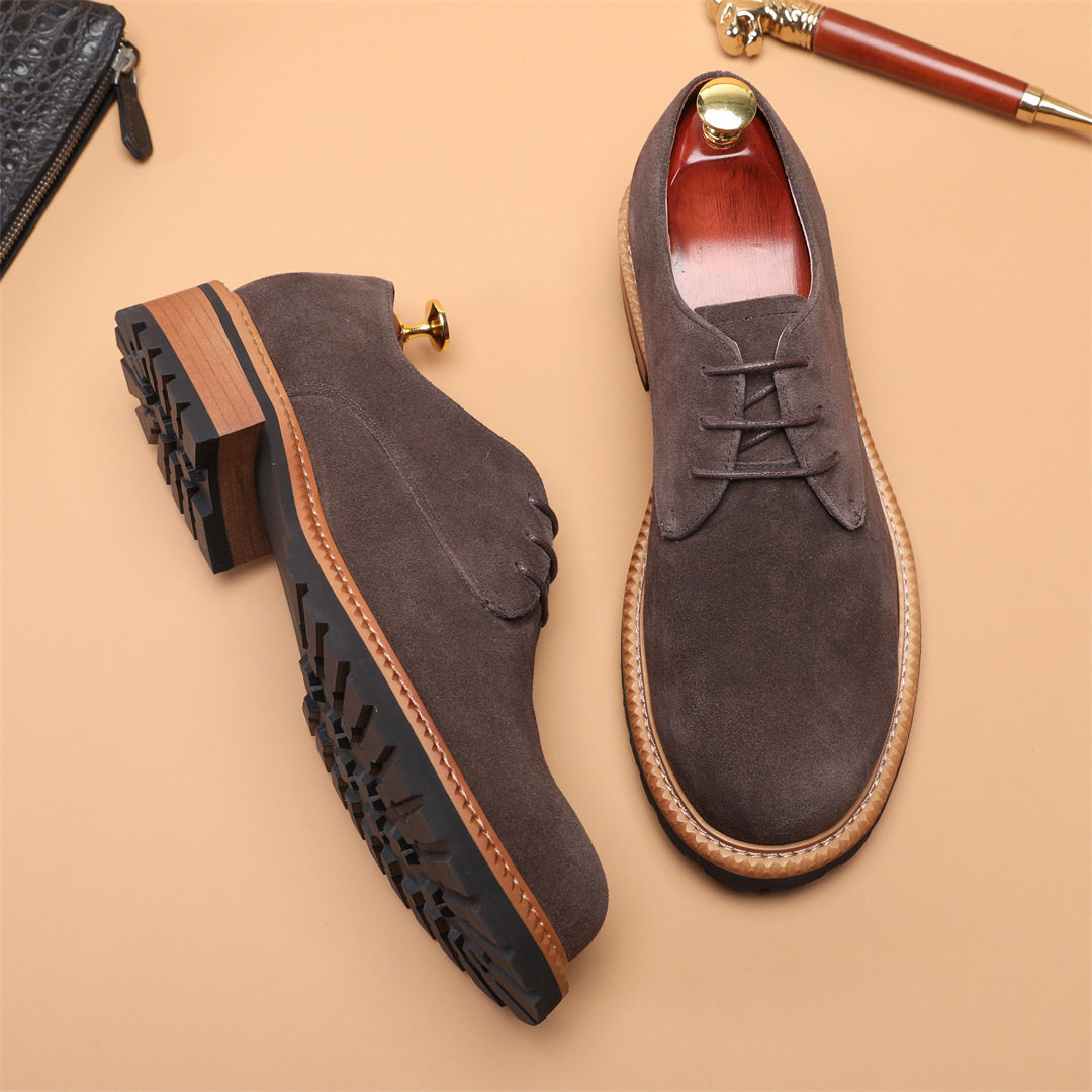 2026春新潮商务皮鞋男式磨砂牛皮手工木跟英伦复古风时尚款德比鞋,流行男鞋,正装皮鞋,淘宝优惠券,粉丝福利购,淘宝优惠卷