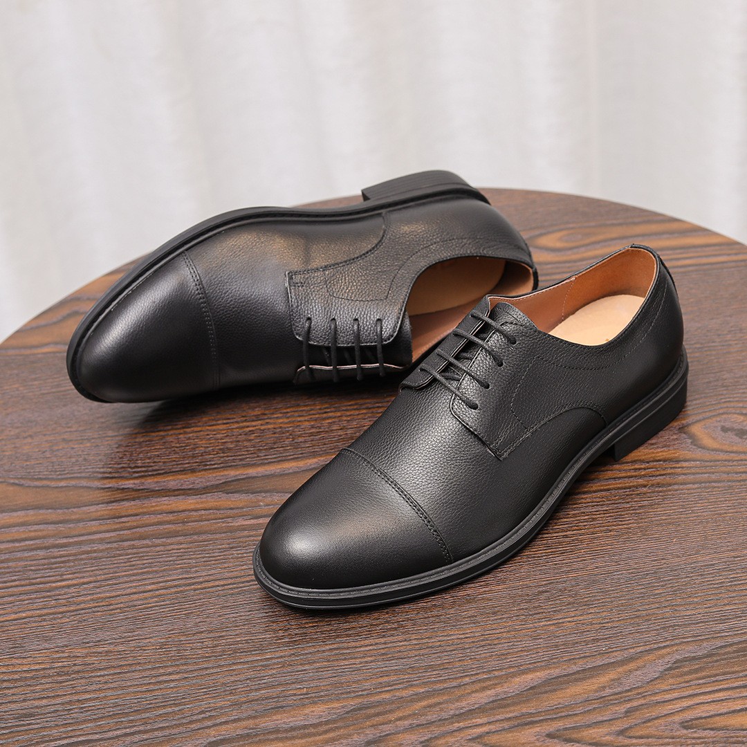 男士青春潮流低跟系带高级感皮鞋