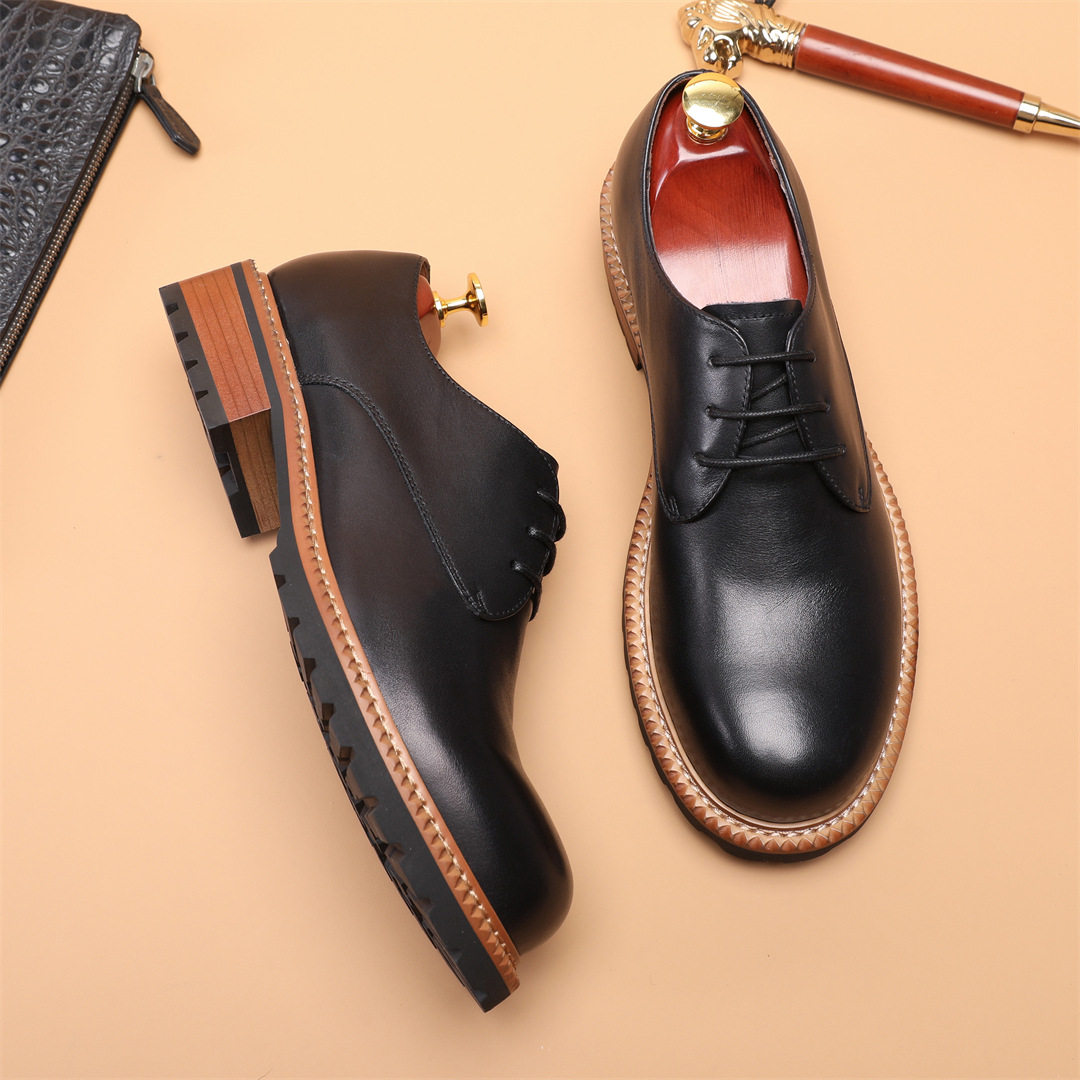 2026春新品大头皮鞋男式头层牛皮系带款木跟英伦复古商务风德比鞋,流行男鞋,休闲皮鞋,淘宝优惠券,粉丝福利购,淘宝优惠卷
