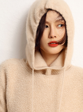 围巾帽逛街休闲女秋冬羊绒帽厚款