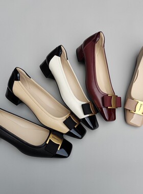 Federico Di Donato新款推荐小方跟上班通勤百搭舒服女鞋单鞋