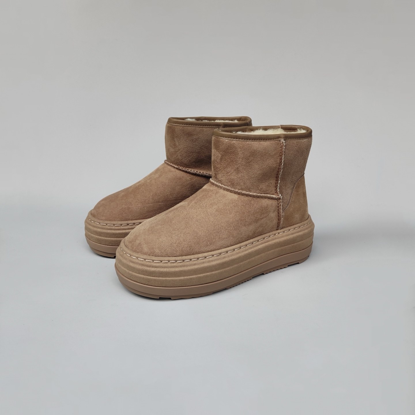 大厂品质5cm跟 新款羊皮毛一体内里保暖防滑舒适百搭雪地靴短靴女,女鞋,时尚雪地靴,淘宝优惠券,粉丝福利购,淘宝优惠卷