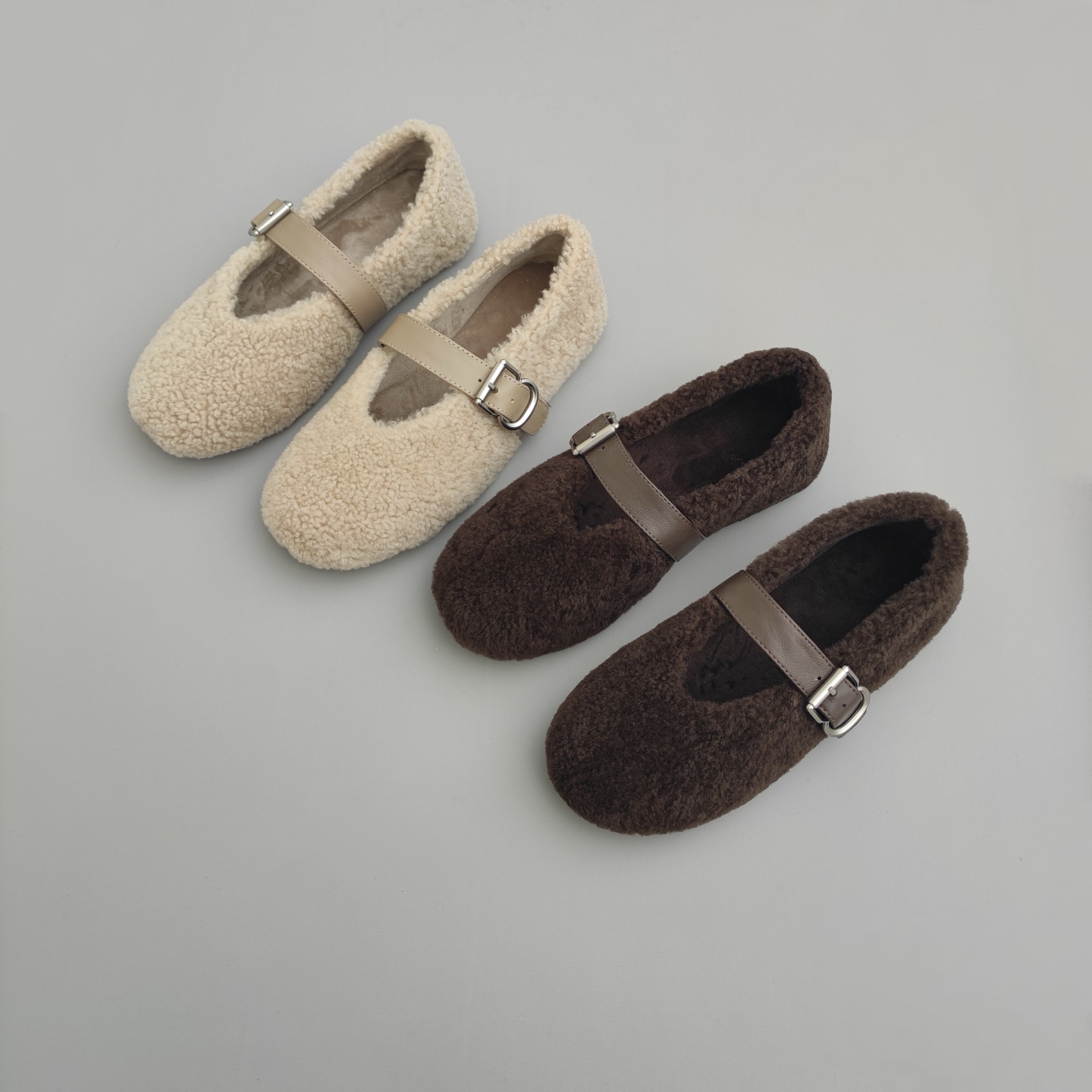 大厂品质 1.5cm跟 软软暖暖氛围感！超轻绵羊毛毛毛玛丽珍单鞋女