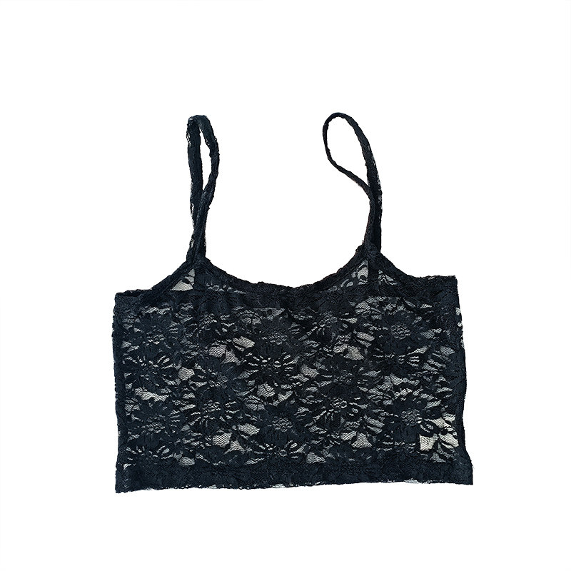 Lace Edge Padded Crop Top / 带胸垫遮副乳蕾丝短背心