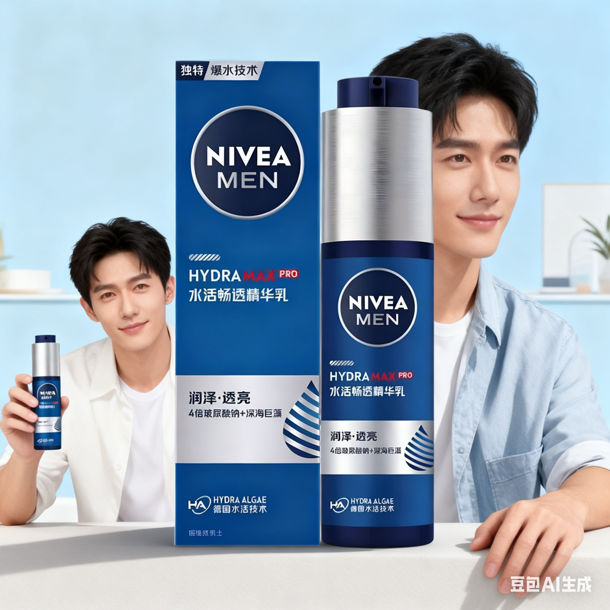 妮维雅男士水活畅透精华乳小蓝管秋冬季保湿霜清爽补水滋润护肤品