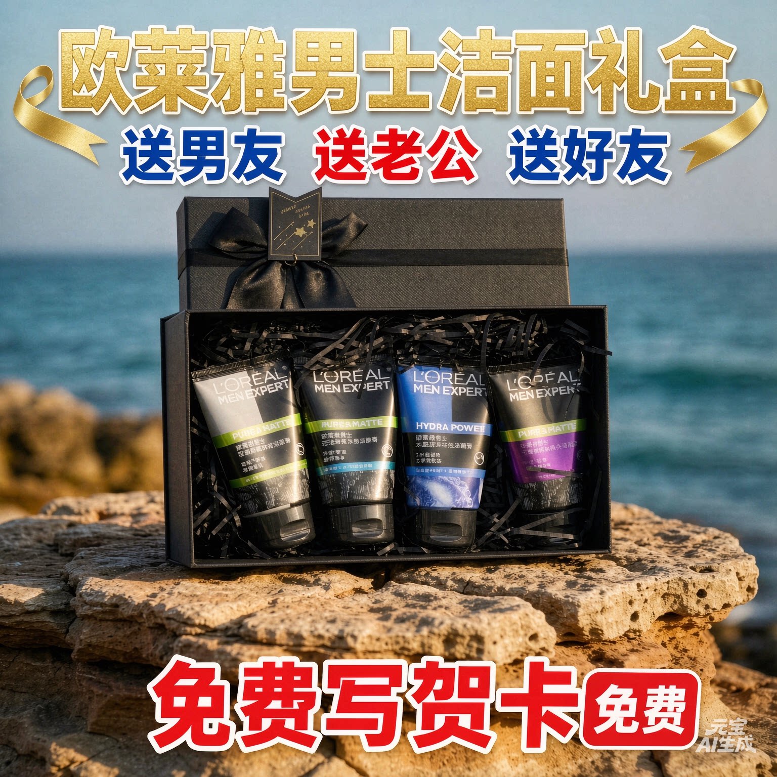 欧莱雅男士洁面礼盒洗面奶套装控油冰感抗黑头抗痘保湿深层清洁